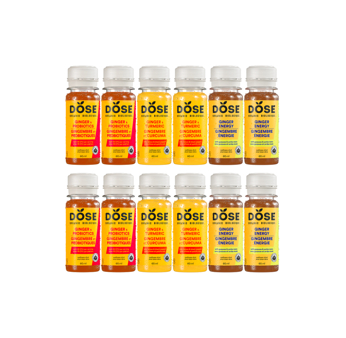 SHOTS VARIETY PACK - 12 cold-pressed shots 60ml - Dose Juice