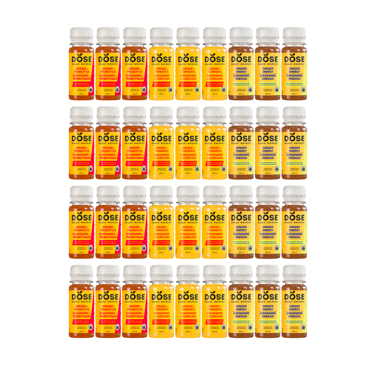 SHOTS VARIETY PACK - 36 cold pressed shots 60ml - Dose Juice