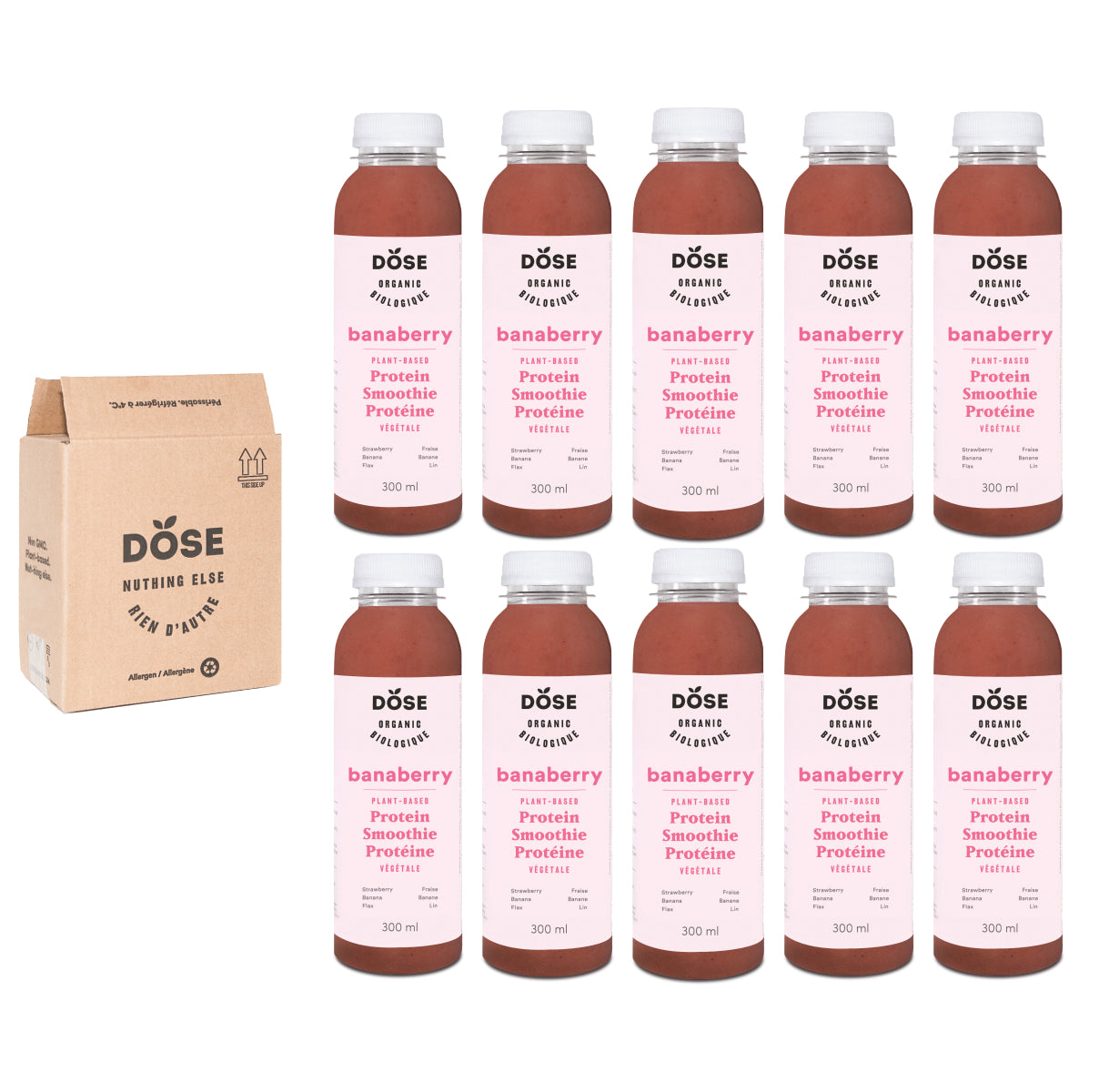 DISCOUNTED PACK - BANABERRY 300ml - 10 Organic cold pressed smoothies