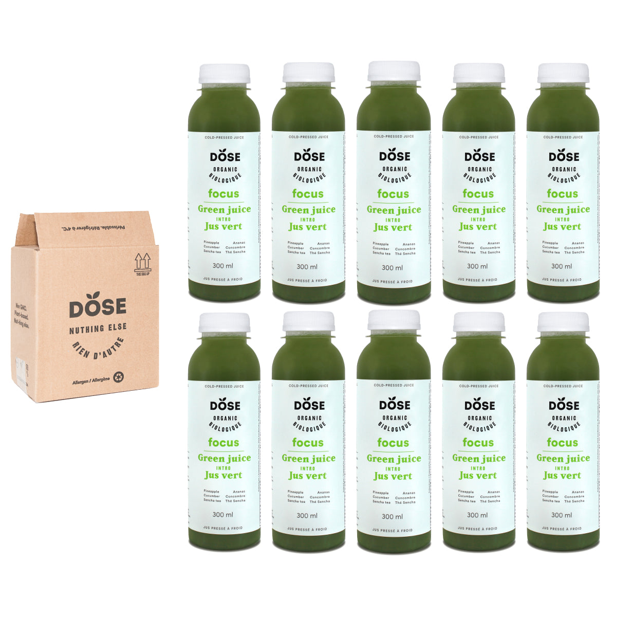 DISCOUNTED PACK - FOCUS 300ml - 10 Organic cold pressed juices
