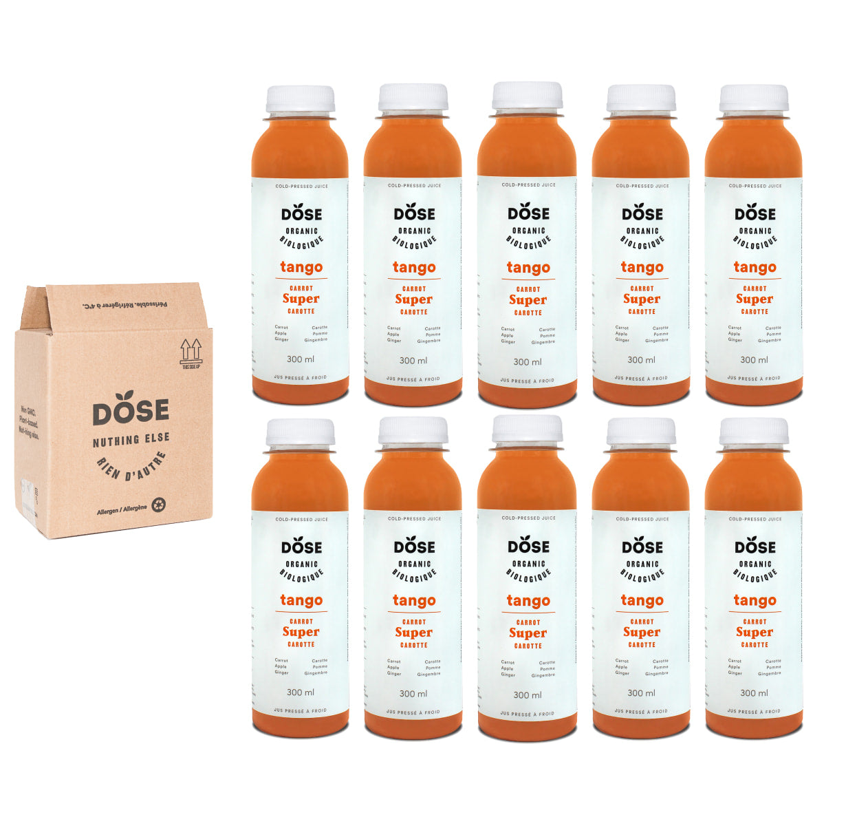 DISCOUNTED PACK - TANGO 300ml - 10 Organic cold pressed juices