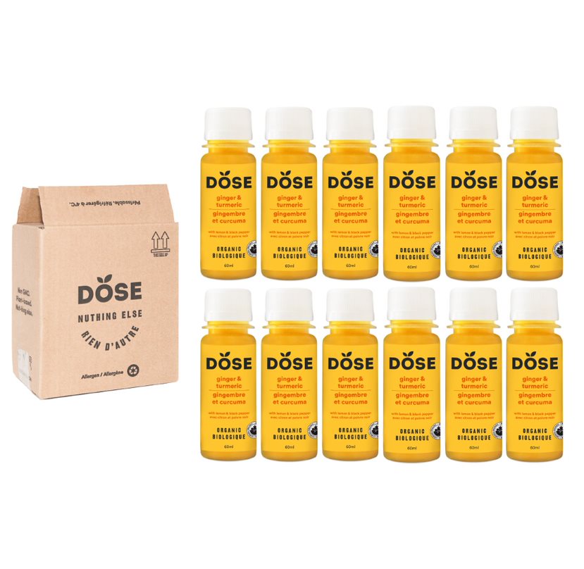 GINGER & TURMERIC - 12 organic cold pressed shots 60ml