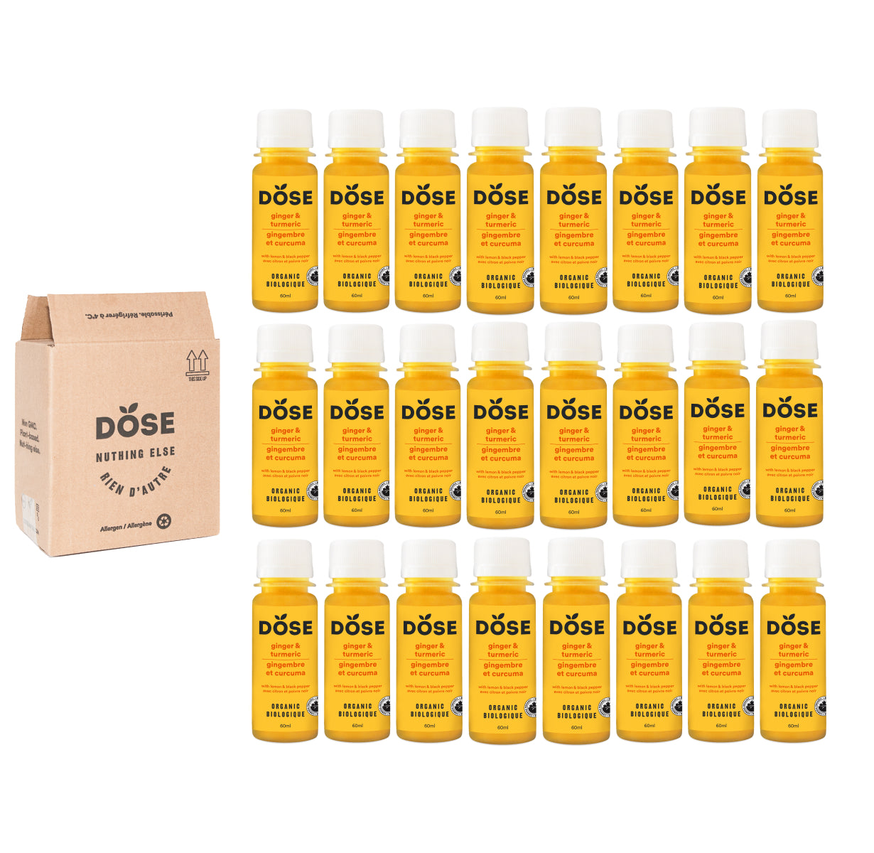 GINGER & TURMERIC - 24 organic cold pressed shots 60ml