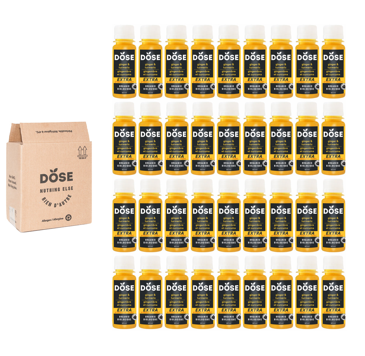 GINGER & TURMERIC EXTRA STRENGTH - 36 organic cold pressed shots 60ml