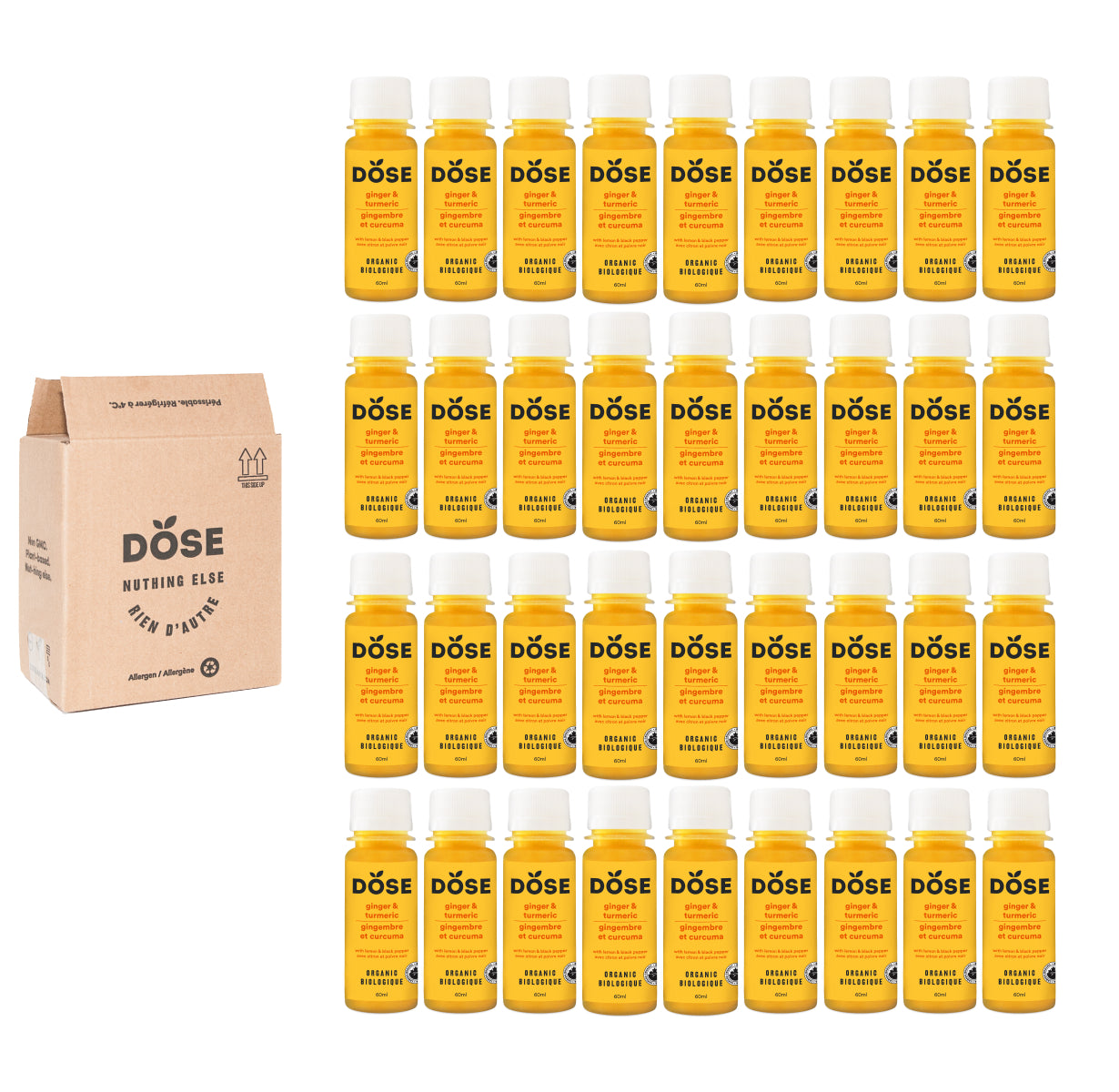GINGER & TURMERIC - 36 organic cold pressed shots 60ml