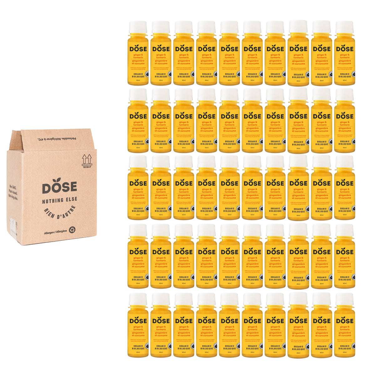 GINGER & TURMERIC – 50 organic cold pressed shots 60ml