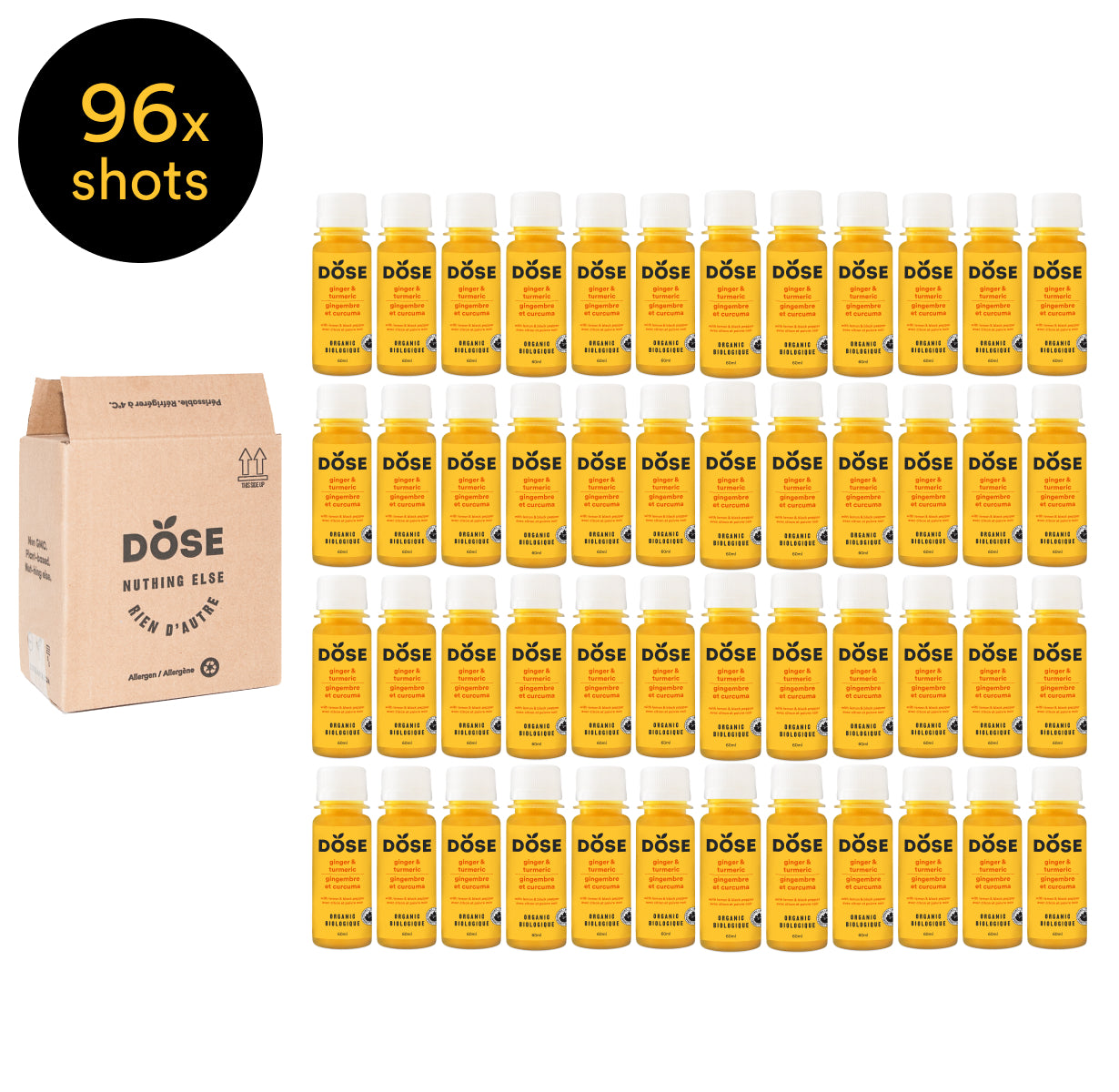 GINGER & TURMERIC – 96 organic cold pressed shots 60ml