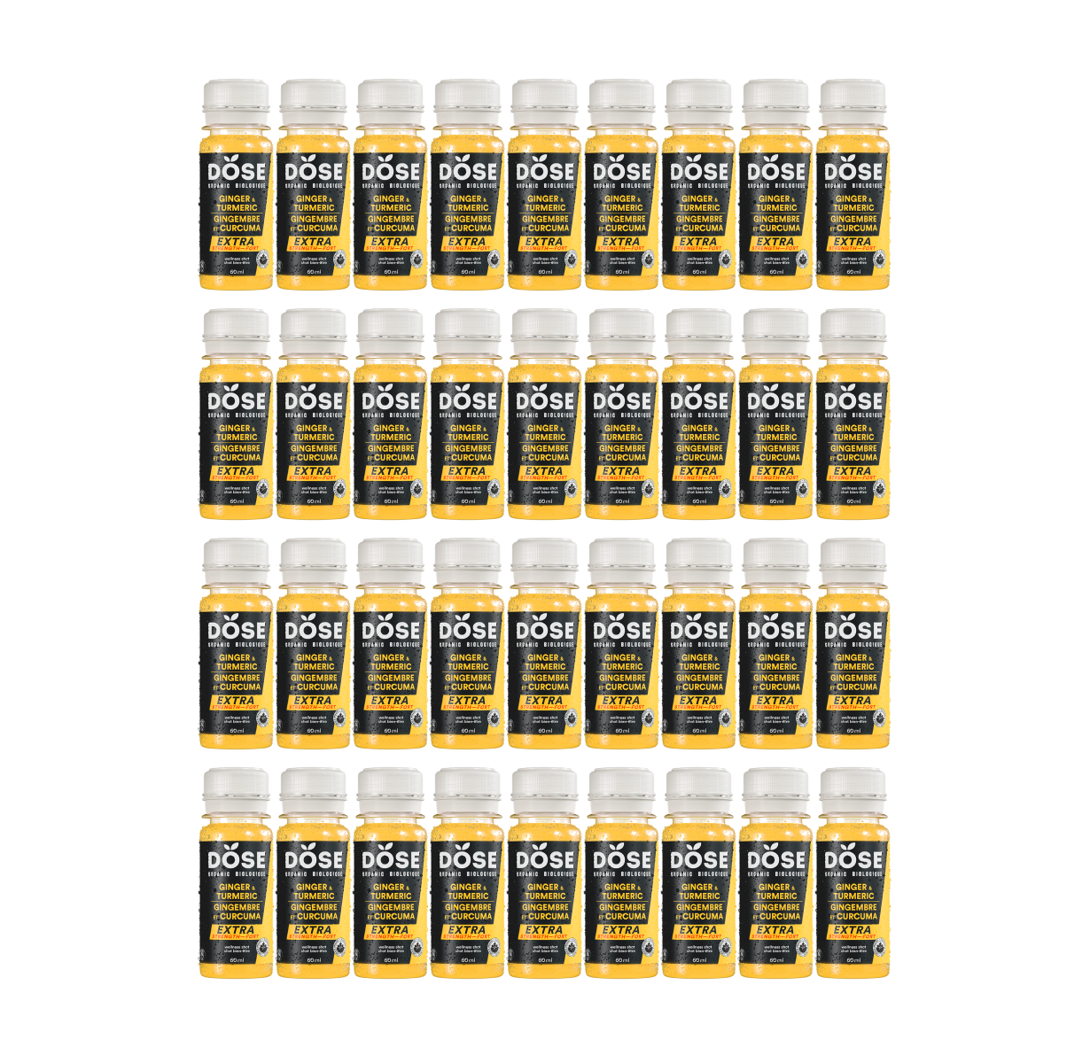 GINGER &amp; TURMERIC EXTRA STRENGTH - 36 organic cold pressed shots 60ml