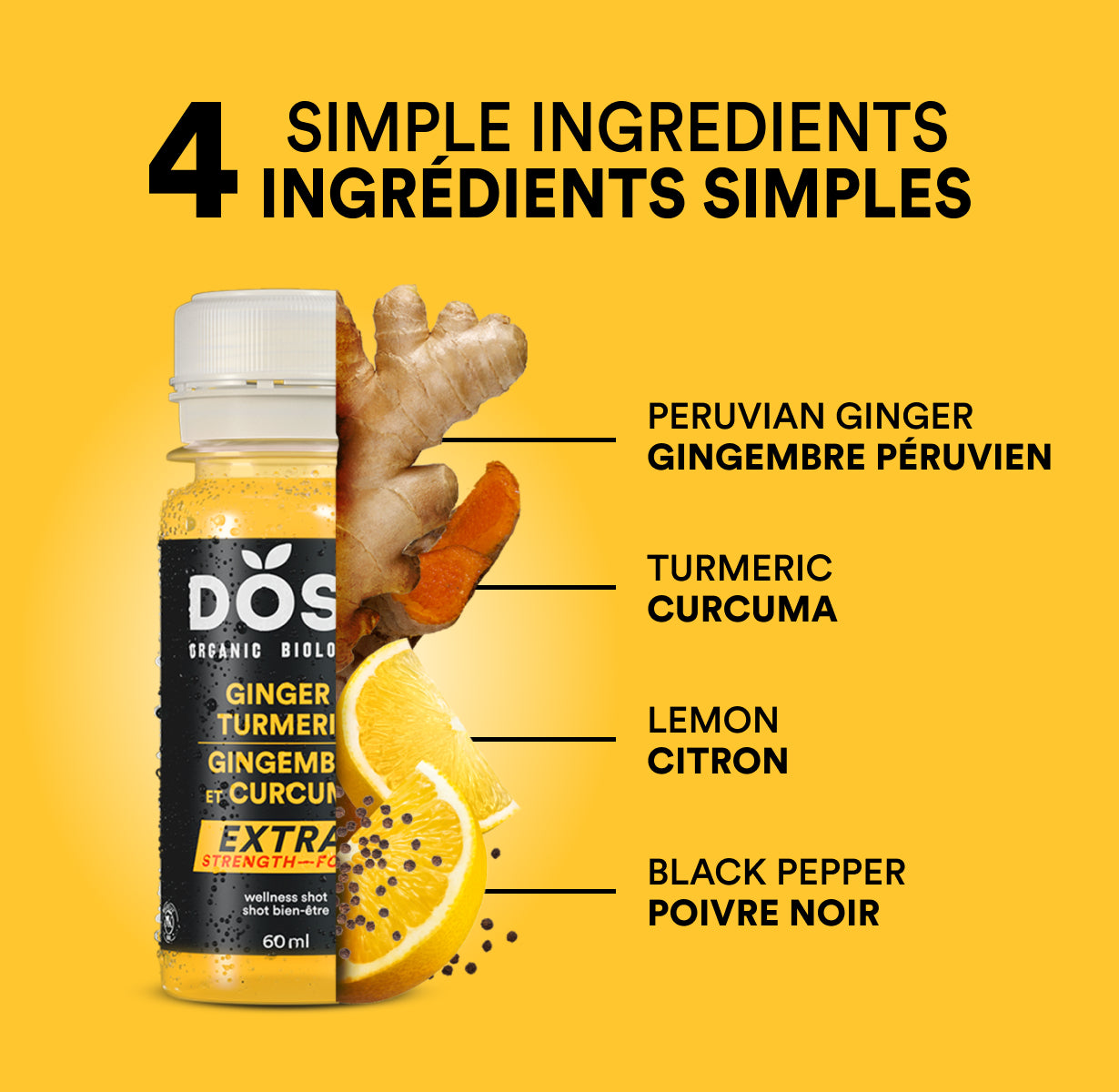 GINGER &amp; TURMERIC EXTRA STRENGTH - 36 organic cold pressed shots 60ml