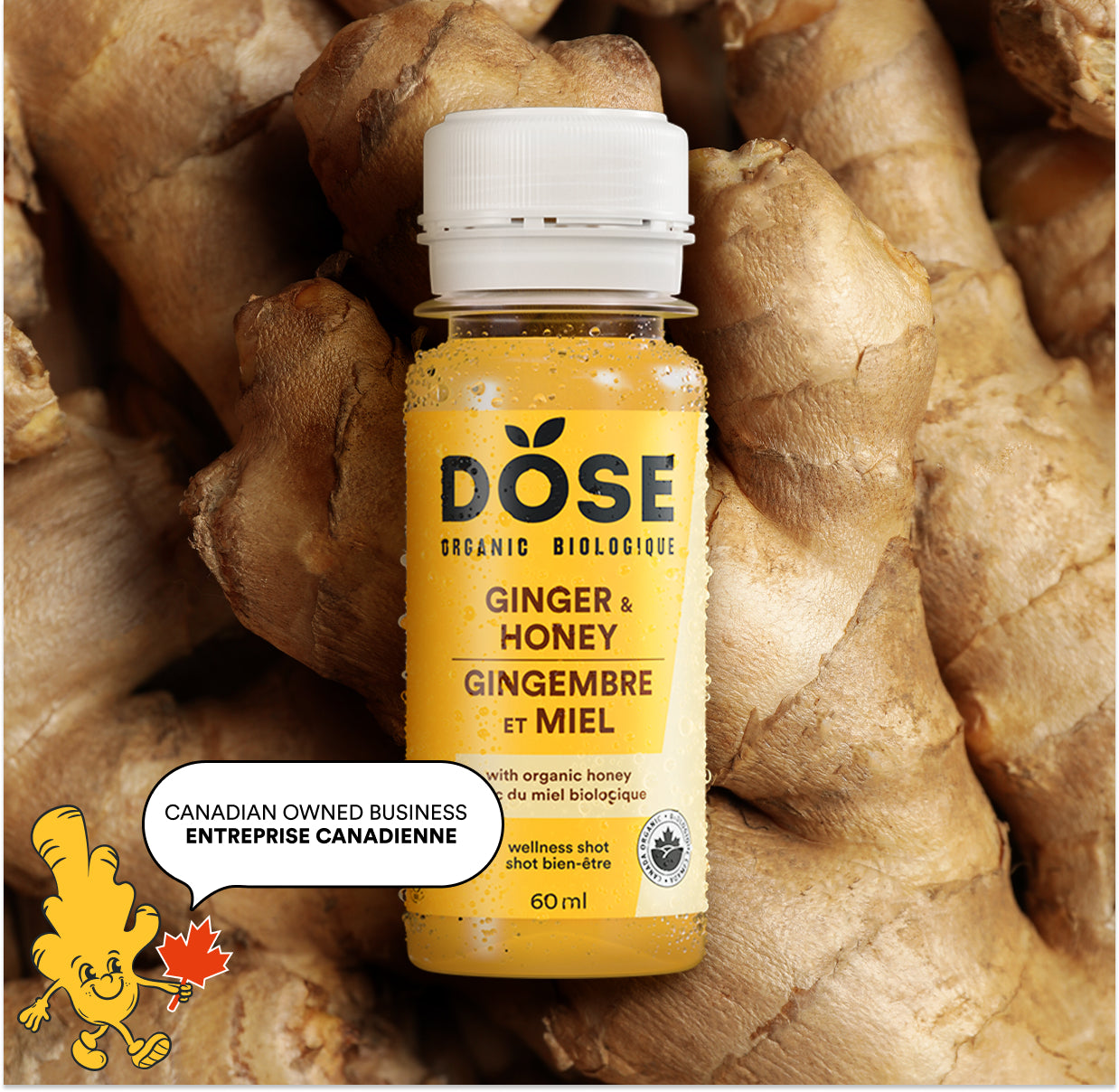 GINGER &amp; HONEY - organic cold-pressed shots 60ml