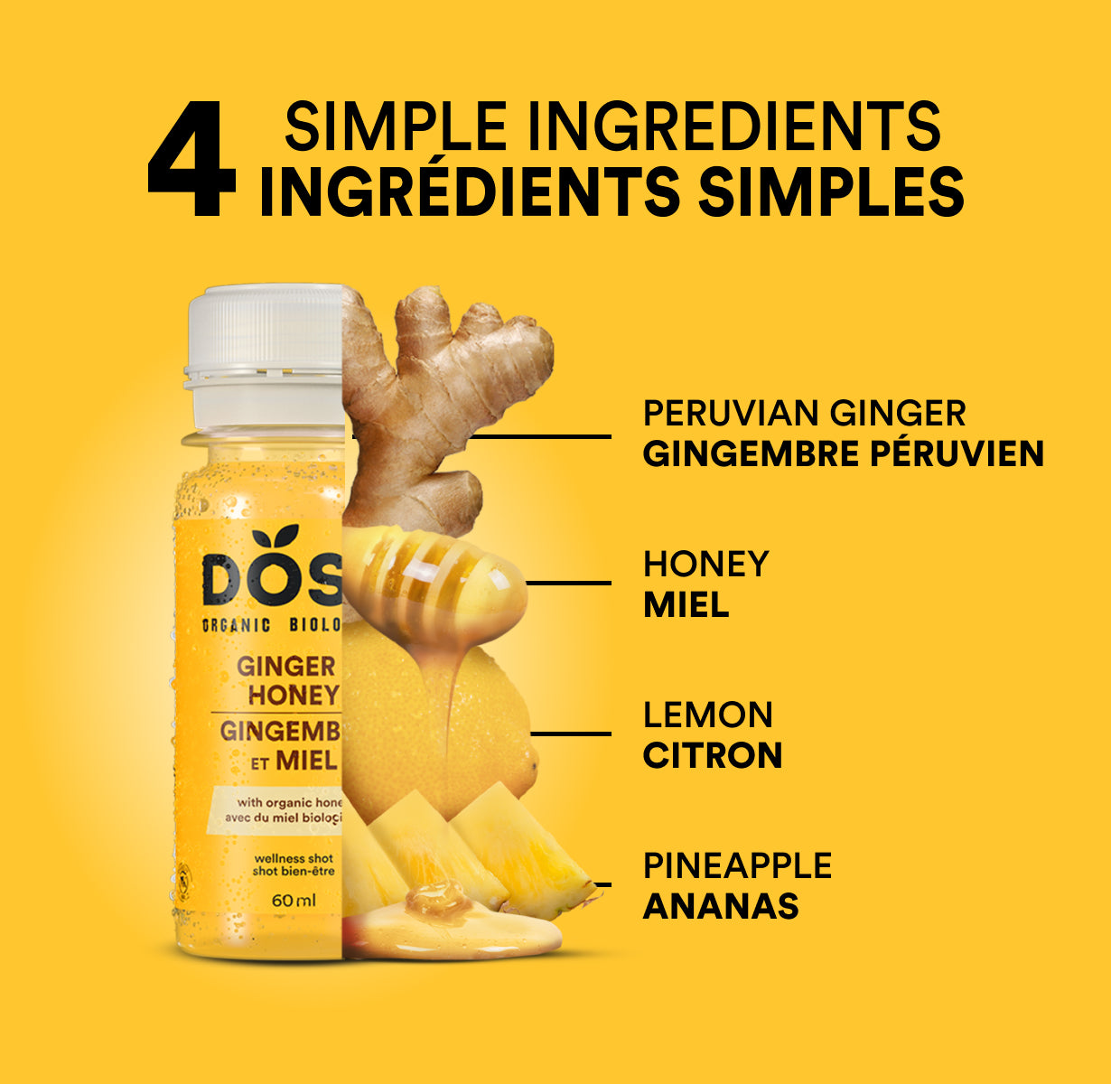 GINGER &amp; HONEY - organic cold-pressed shots 60ml