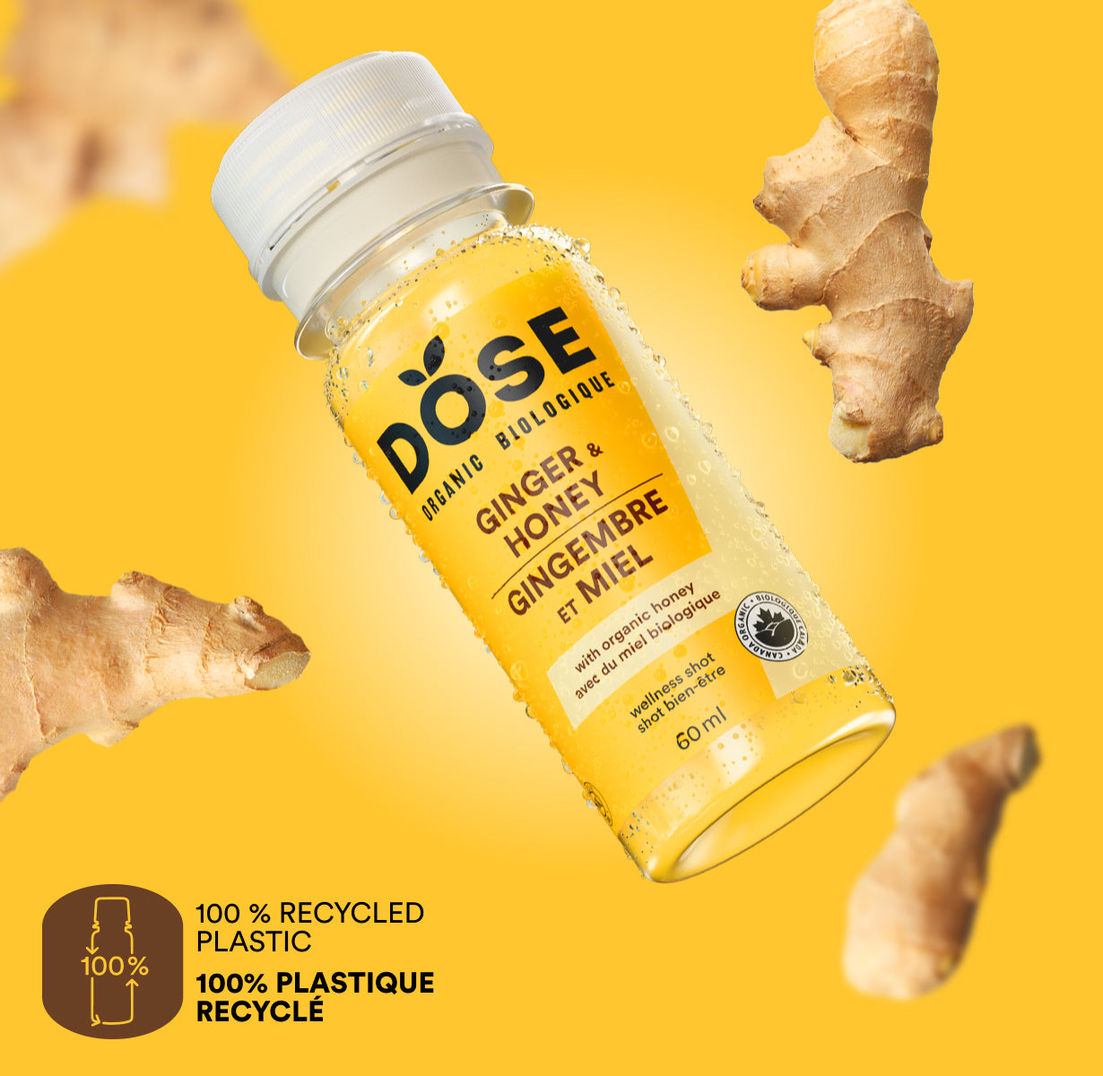 GINGER &amp; HONEY - organic cold-pressed shots 60ml