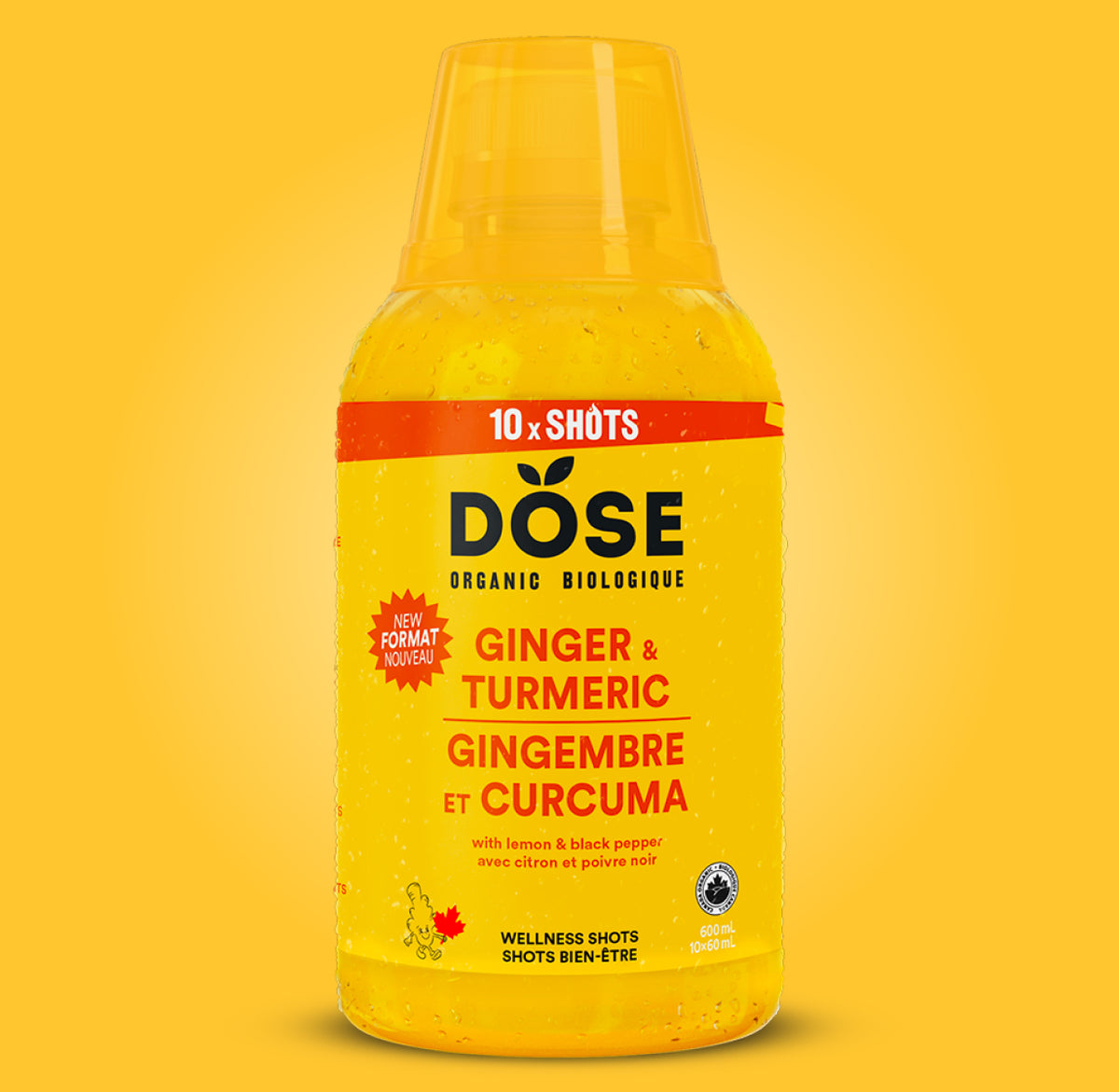 GINGER & TURMERIC 600ml - Organic cold pressed multi-serve bottle