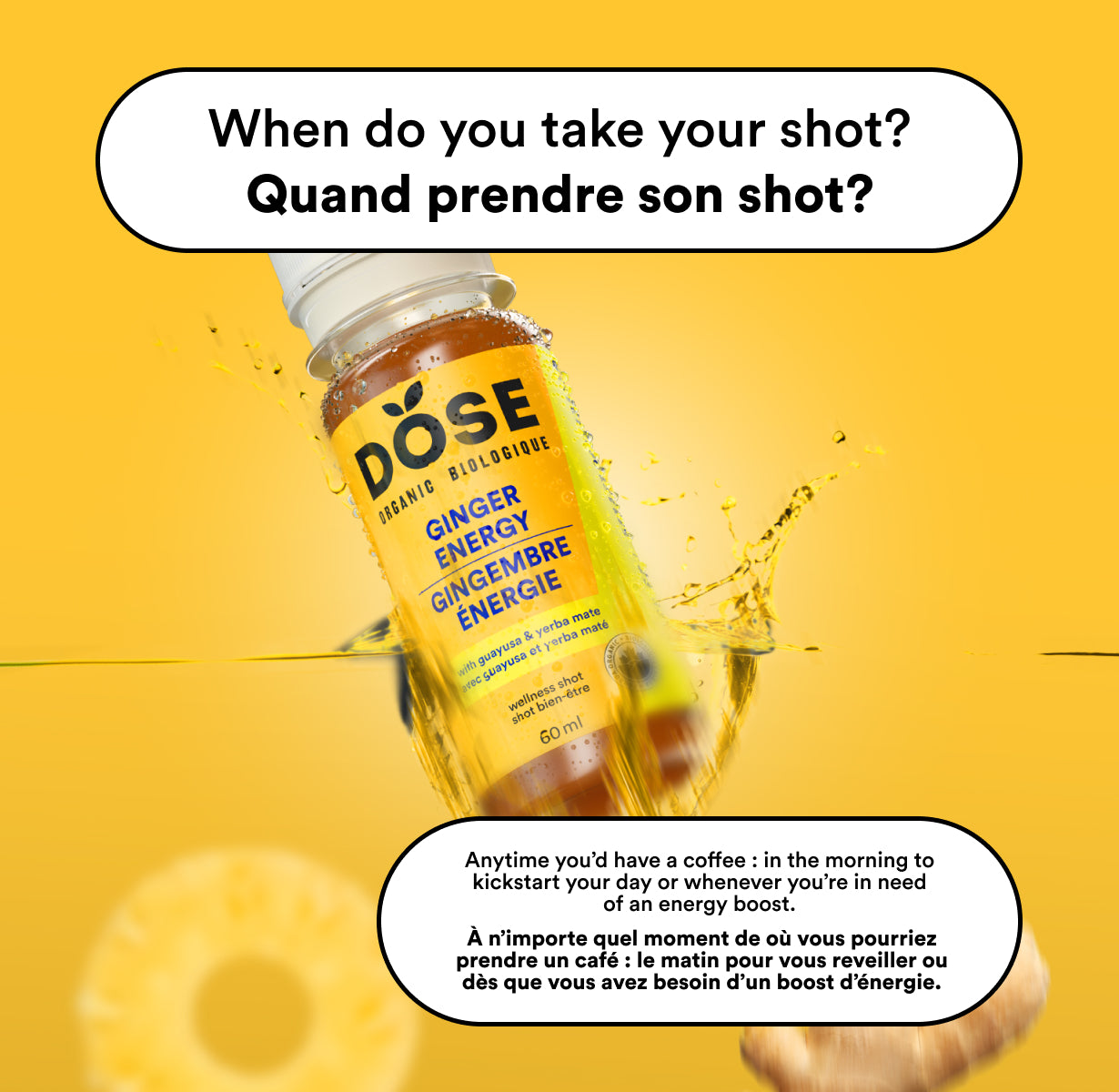 ENERGY 60ml - GINGER LIME &amp; GUAYUSA - cold-pressed shot