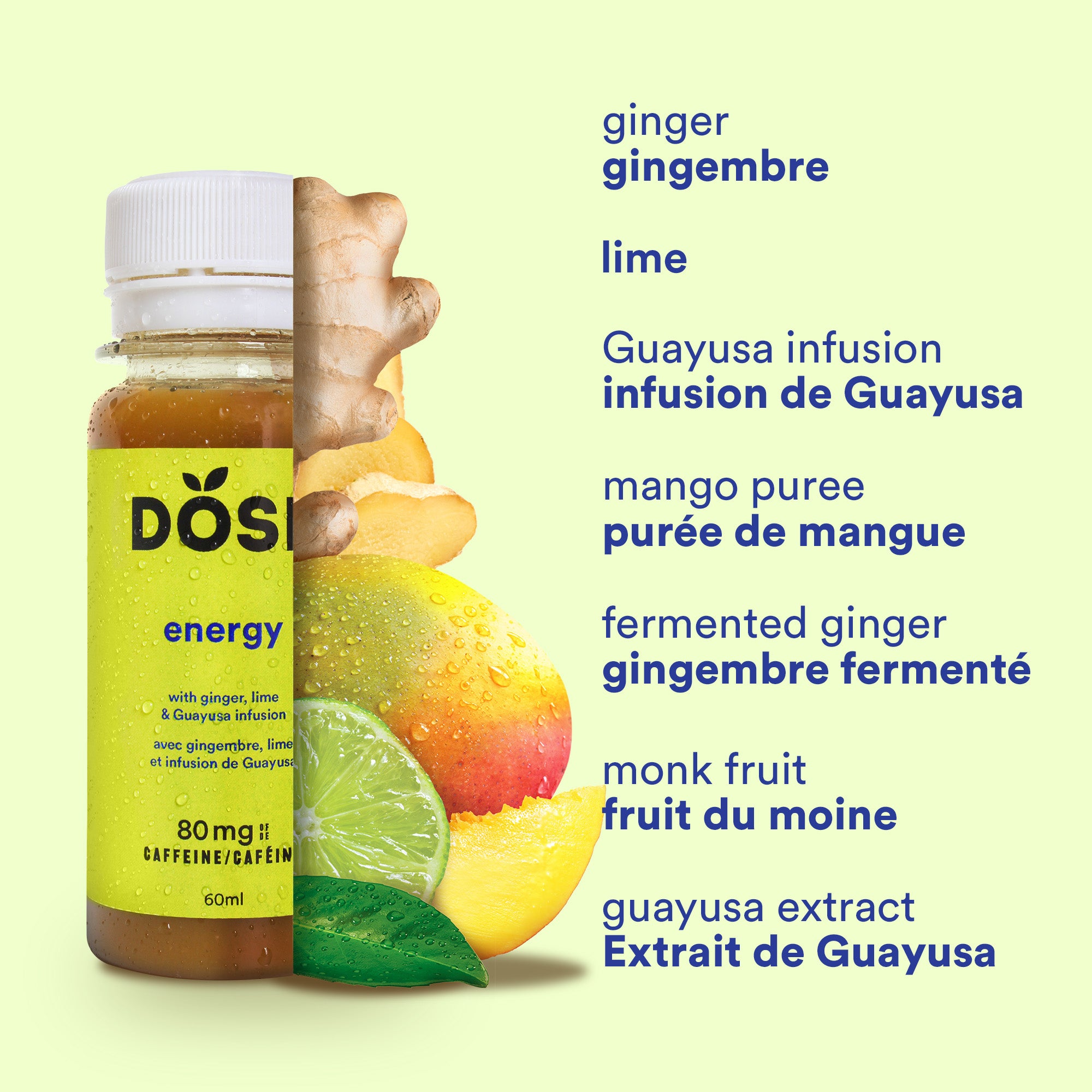 ENERGY - GINGER, LIME & GUAYUSA - 12 cold-pressed shots 60ml