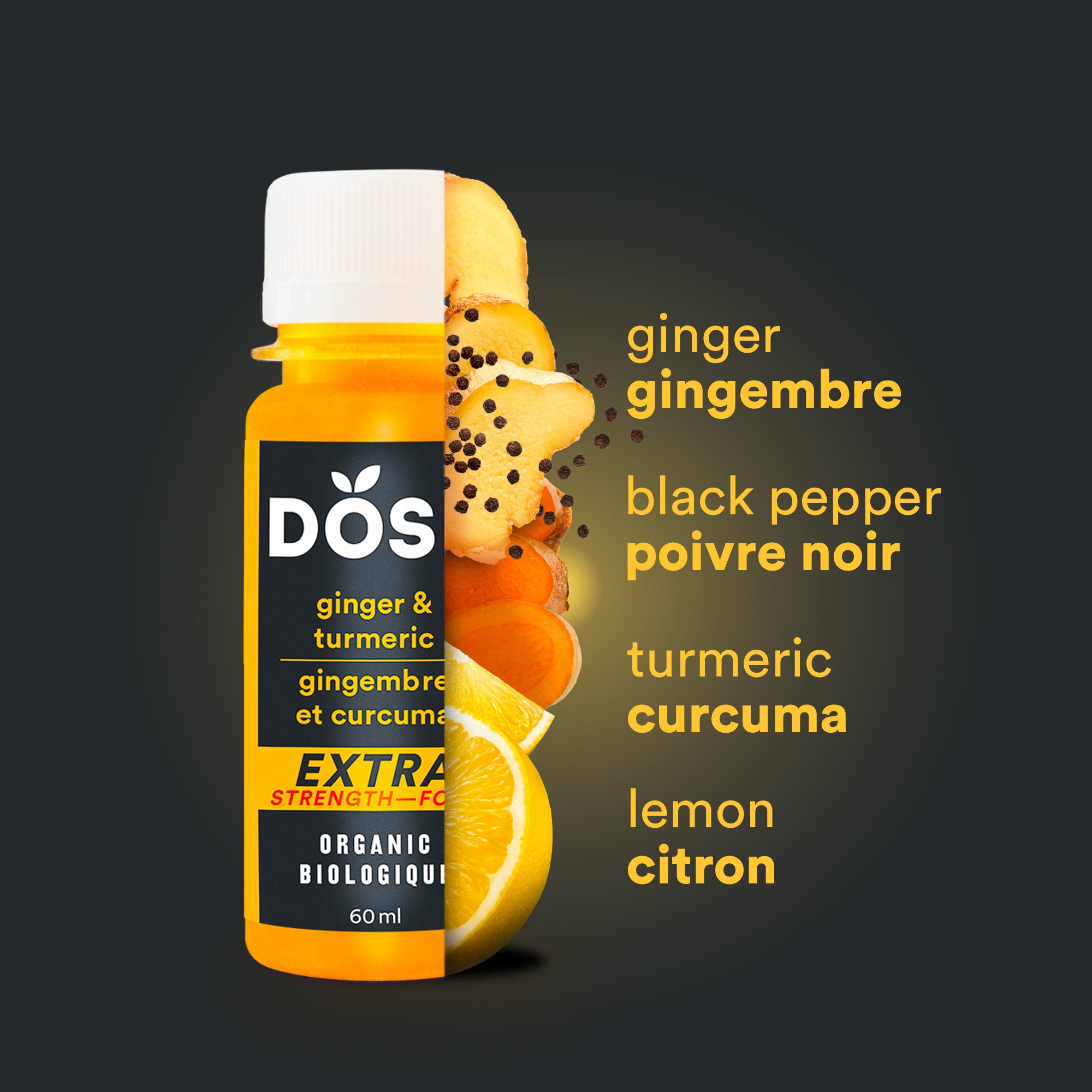 GINGER &amp; TURMERIC EXTRA STRENGTH - 24 organic cold pressed shots 60ml