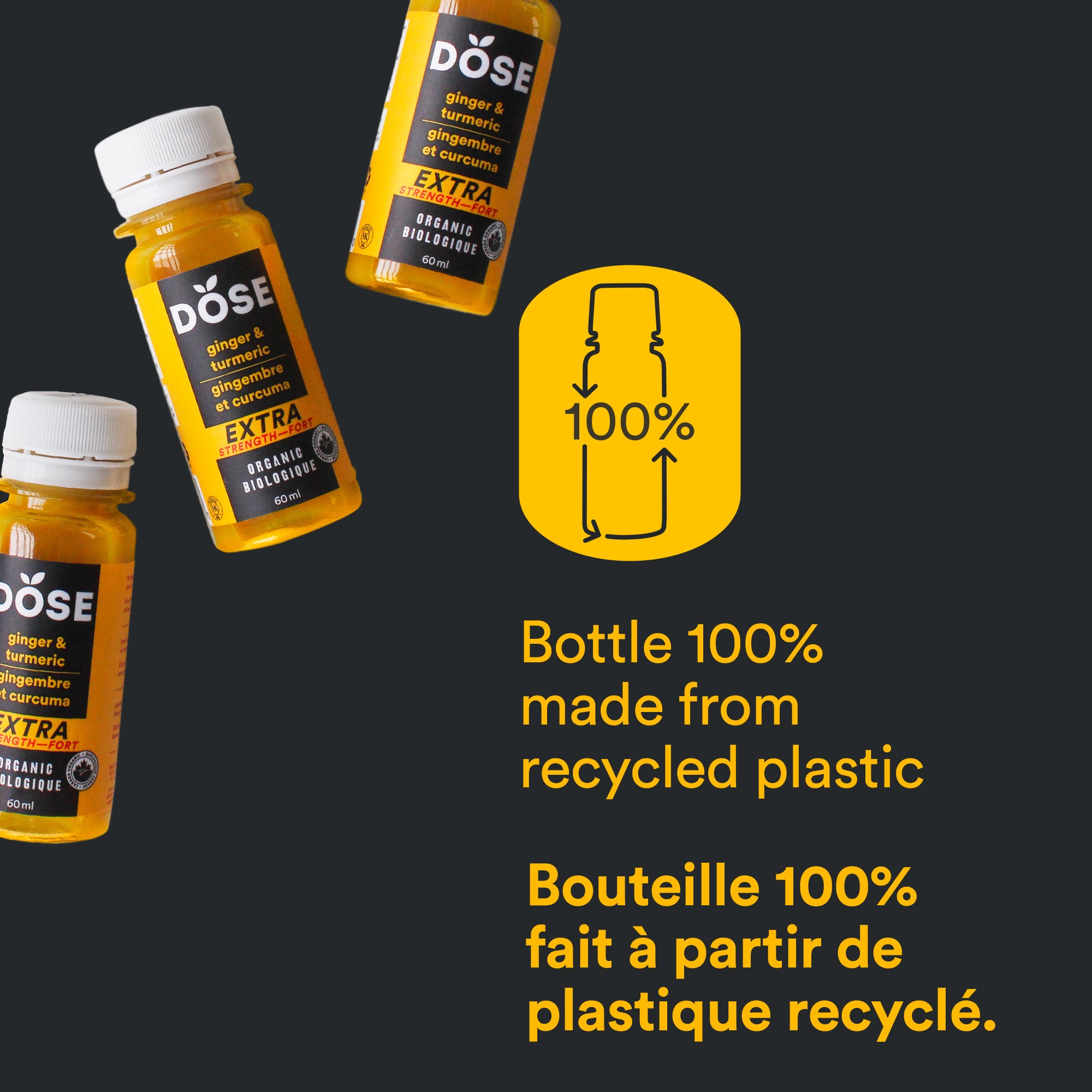 GINGER &amp; TURMERIC EXTRA STRENGTH 60ml - Organic cold pressed shot