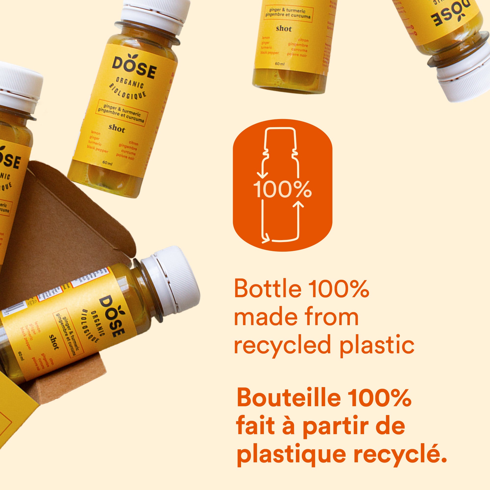 GINGER &amp; TURMERIC - 12 organic cold pressed shots 60ml