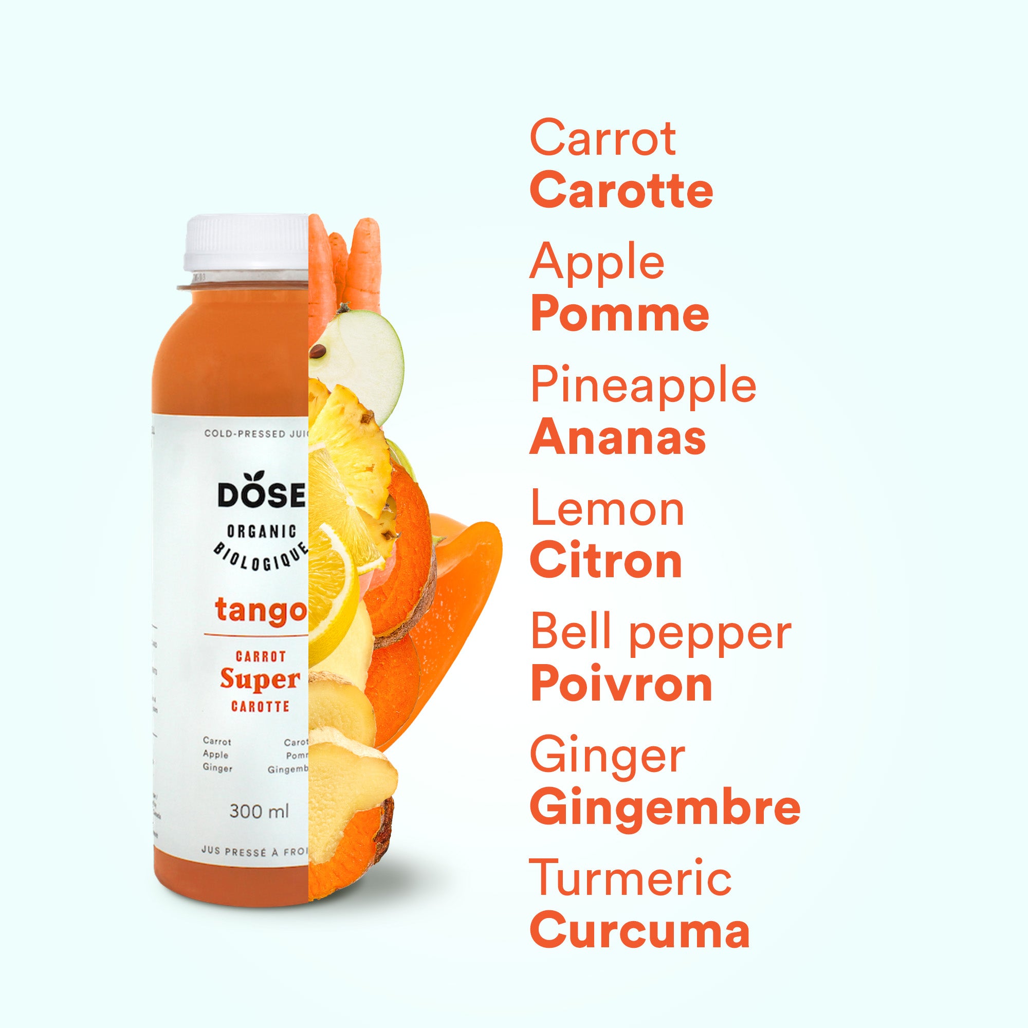 CARROT JUICE PACK - TANGO - 10 Organic cold-pressed juices 300ml